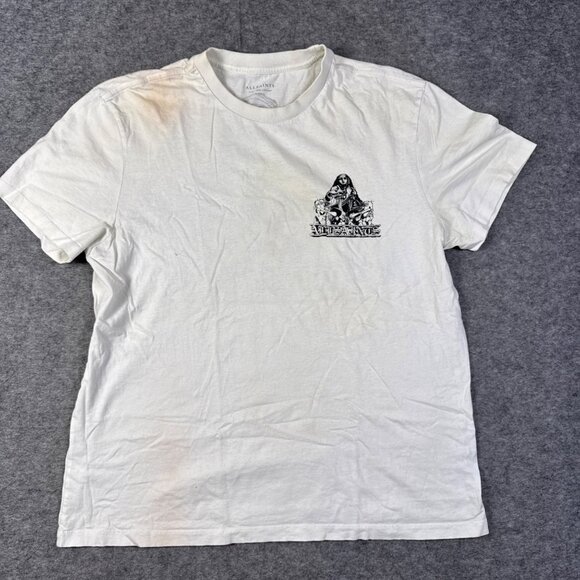 Allsaints T Shirt Mens Small White Graphic Short Sleeve Religious Nun Distressed - Picture 11 of 12
